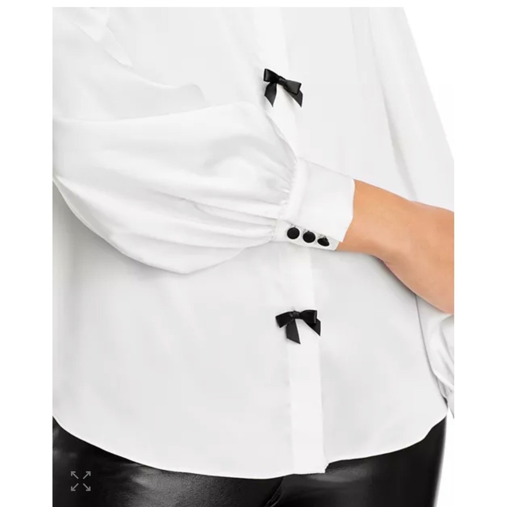 Generation Love‎ Arly Bow Blouse White Black Long Sleeve XL Top NWT (G) - Picture 7 of 11